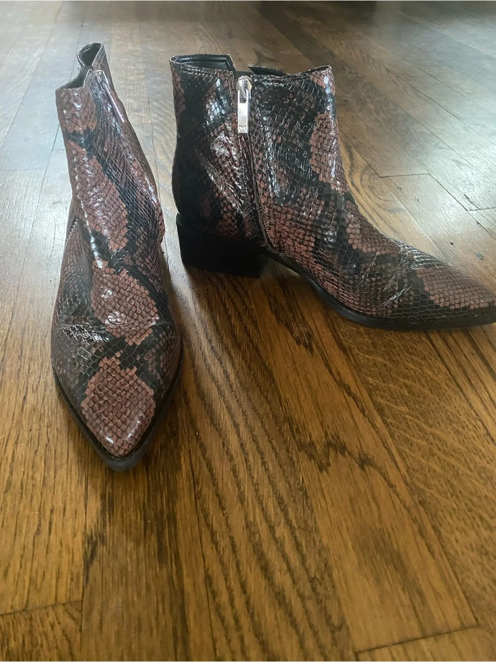 Marc Fisher LTD Brown Snake Print Vincent Bootie, 5.5 M
